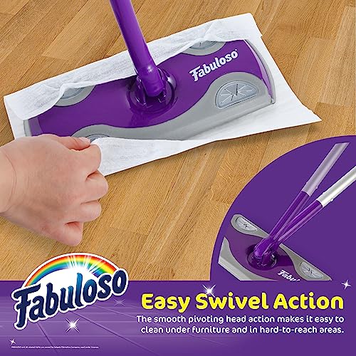 Fabuloso Dry and Wet Sweeper, 2-in-1 Floor Dust Mop for Dry Sweeping and Light Wet Mopping, Lightweight Aluminum Handle, Swivel Low-Profile Head, Bonus 12 Dry Pads Included - Image 3
