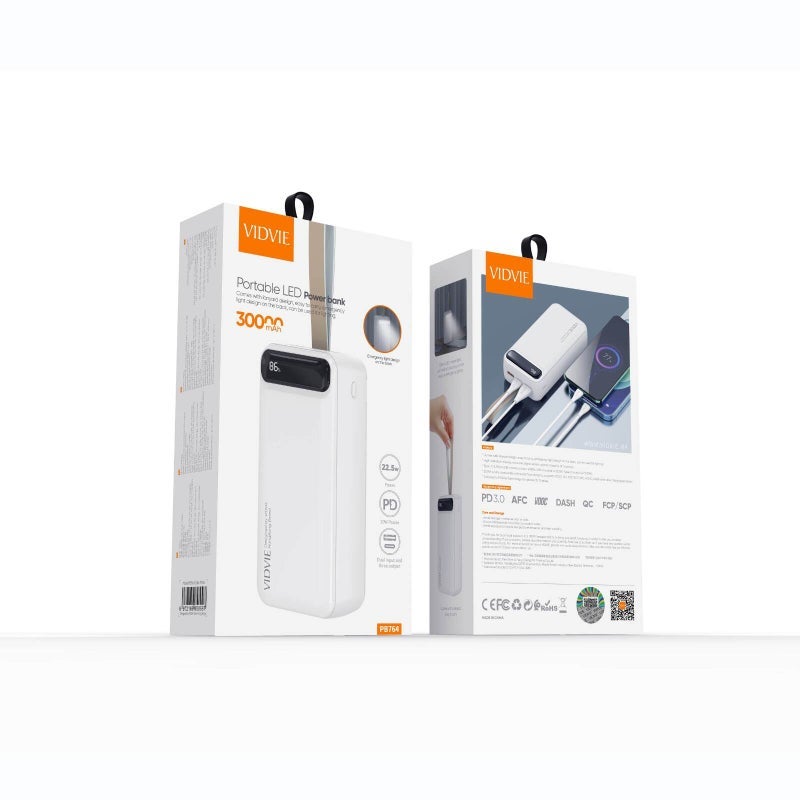 Vidvie باوربانك PB764 عالي الأداء – بطارية ضخمة بسعة 30,000mAh للطاقة طوال اليوم - Image 4