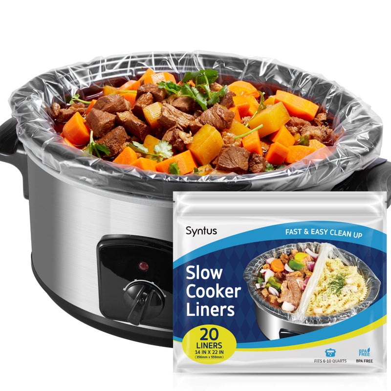 Syntus Crock Pot Liners, 20 Count 14" x 22" Extra Large Size Slow Cooker Liners Fits 6-10 Quart Pots, Disposable Cooking Bags Suitable for Oval & Round & Retangular Crock Pot - Image 1