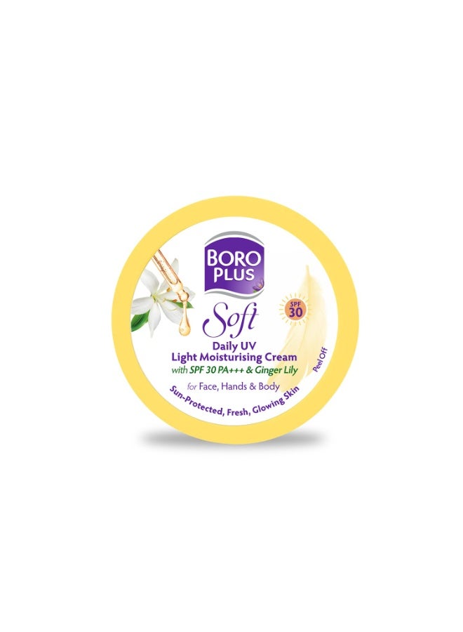 BoroPlus Soft Daily UV Light Moisturising Cream SPF 30 PA+++ with Ginger Lily, 3-in-1 Protection, 200ml - Image 1