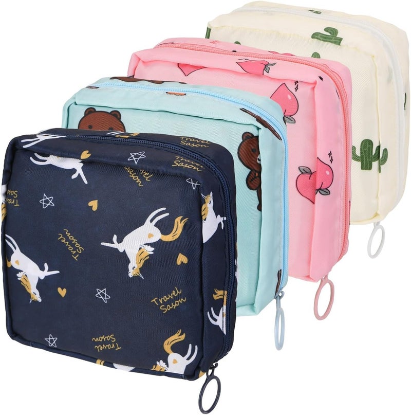 Flywind Flywind 4Pcs Period Bag Sanitary Pad Storage Bag Samll Period Pouch for Purse Cute Menstrual Period Bag Tampon Pad Holder for Purse Tampon Organizer Pouch Feminine Care Period Bags  - Image 1