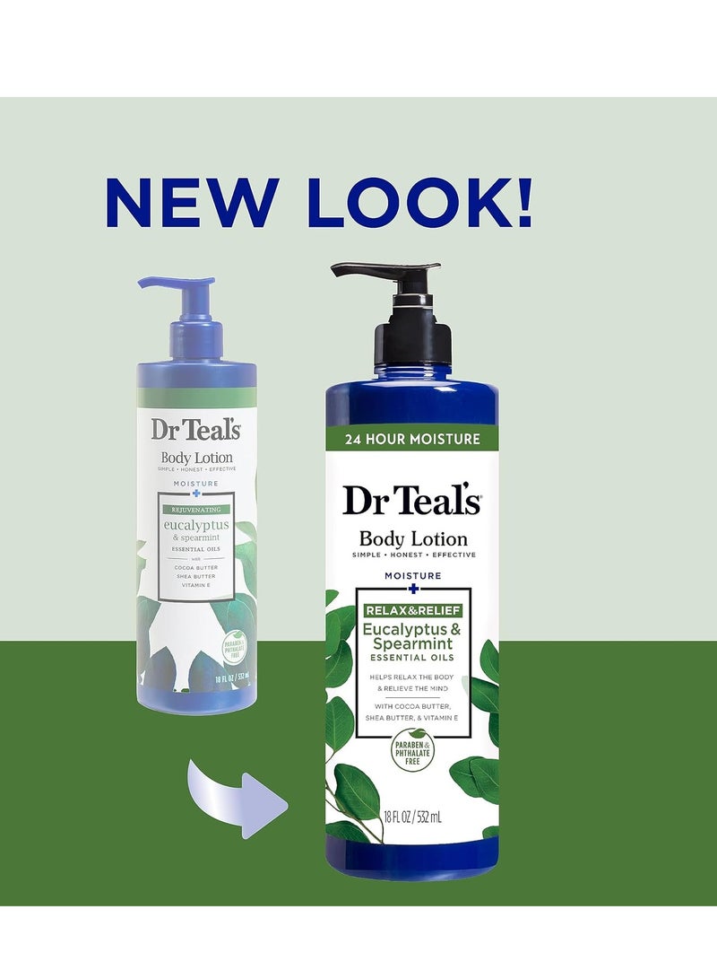 Dr Teal's Dr Teal's Body Lotion, Eucalyptus & Spearmint & Essential Oils, 18 fl oz (Pack of 3) - Image 2