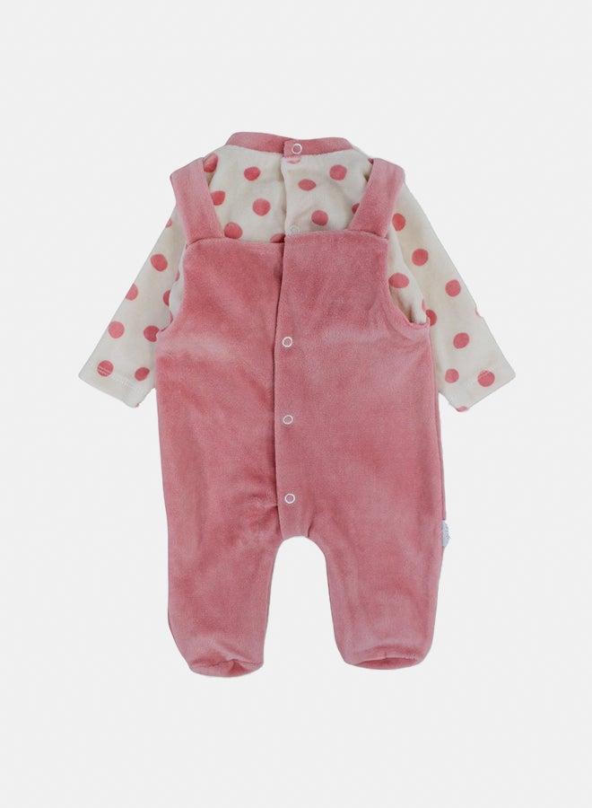 Bumber Baby Girls Velvet Baby Bodysuit – Polka Dots & Bunny Face Design - Image 3