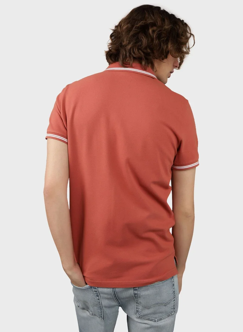 امريكان ايجل Collar Line Logo Detail Short Sleeve Polo Shirt