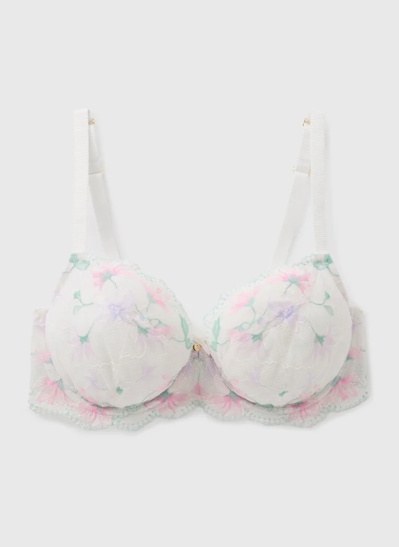 Matalan DD+ Cream Floral Non Padded Bra