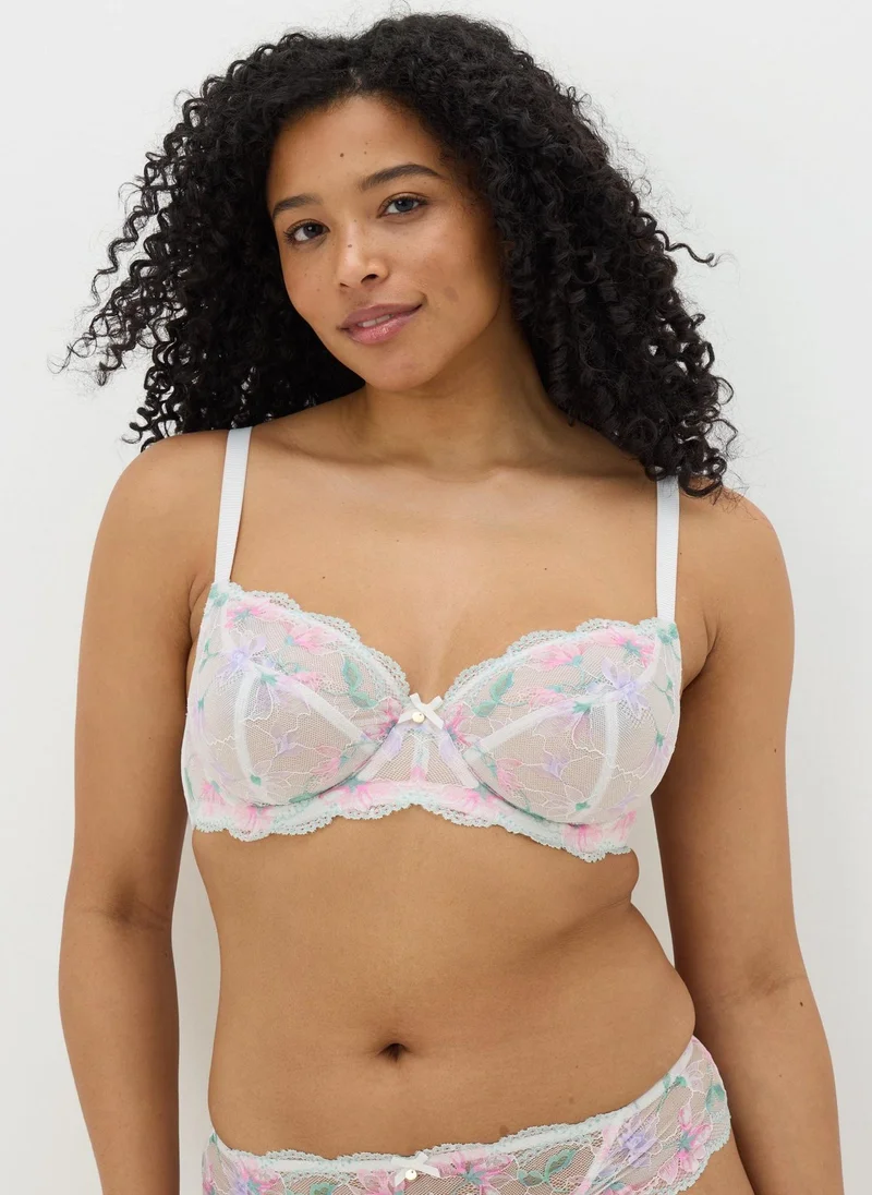 Matalan DD+ Cream Floral Non Padded Bra