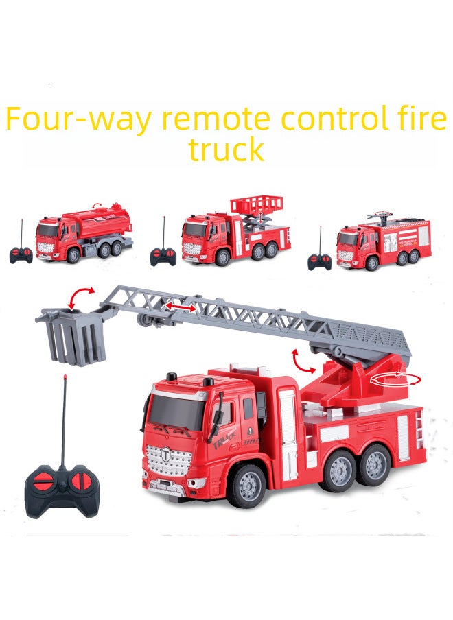 Generic Children's Electric Four-way Wireless Remote Control Fire Truck Toy Set Boy Mixing Fire Ladder Sprinkler Model-Color:110-1 Fire Ladder Truck  - Image 2