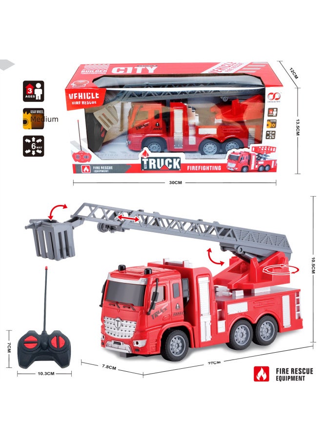 Generic Children's Electric Four-way Wireless Remote Control Fire Truck Toy Set Boy Mixing Fire Ladder Sprinkler Model-Color:110-1 Fire Ladder Truck  - Image 3
