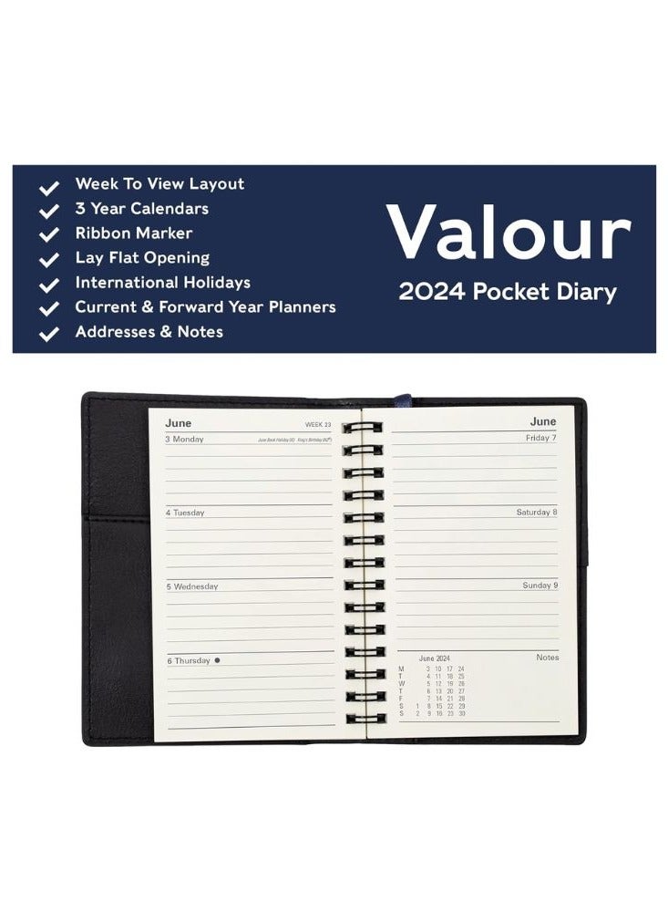 Collins Collins Valour 2024 Diary Pocket Week to View Diary - Lifestyle Planner and Organiser for Office, Work, Personal and Home - January to December 2024 Diary - Weekly - Black  - Image 4