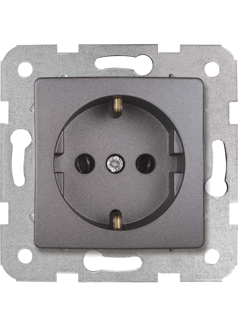 Viko - Linnera Life Granite Gray Grounded Socket Frameless - 90442008 - Image 1