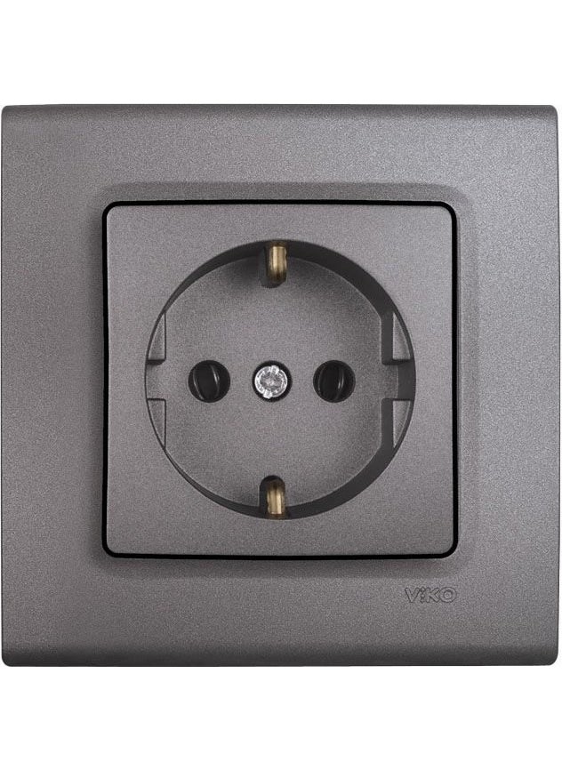 Viko - Linnera Life Granite Gray Grounded Socket Frameless - 90442008 - Image 1