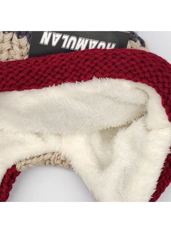 Huamulan Women Winter Sherpa Beanie Hats Knit Ear Flaps Peruvian Cover Ears Warm Fleece Lined Ski Snow Hat 3 Pompoms - Image 3