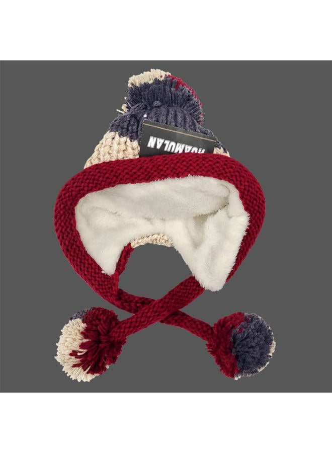 Huamulan Women Winter Sherpa Beanie Hats Knit Ear Flaps Peruvian Cover Ears Warm Fleece Lined Ski Snow Hat 3 Pompoms - Image 2