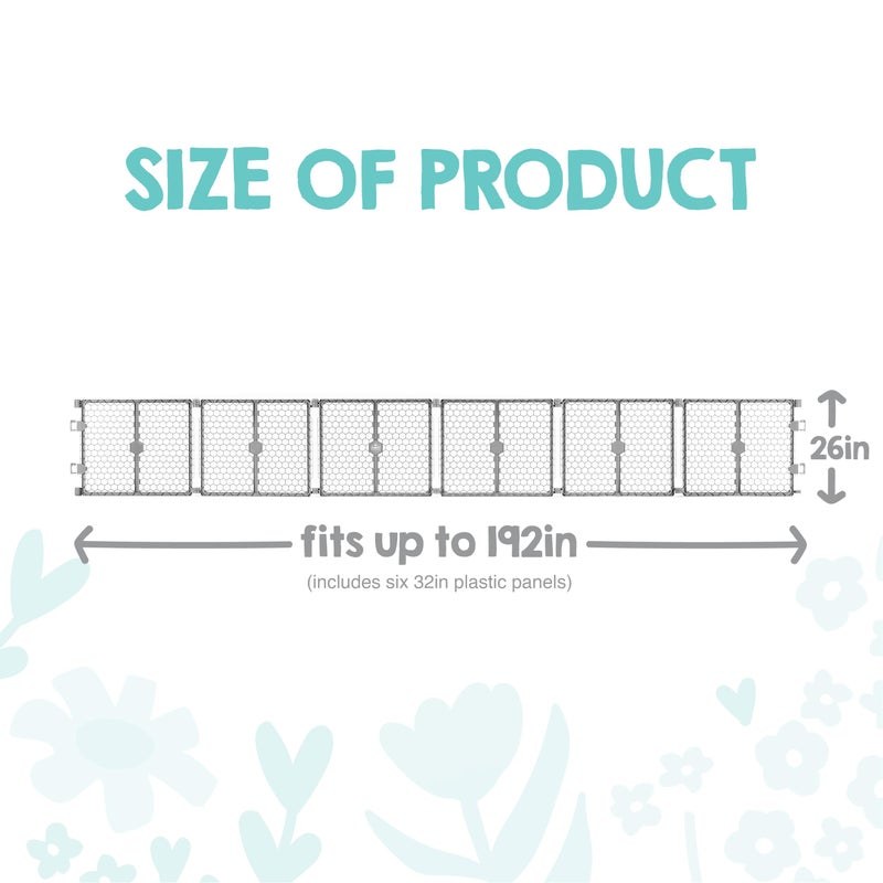 Regalo Safety 192" Super Wide Baby Gate & Play Yard, 2-in-1 Adjustable Playpen for Babies, Toddlers & Pets, Includes Wall Mount Kit, Plastic, Gray - Image 2