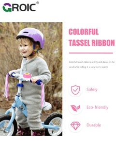 GROIC 1 Pack Kids Bike Bell + 2 Packs Bike Streamers Children Bike Accessories Bicycle Handlebar Tassels and bell for Kids,Children's Bike Accessories  - Image 2