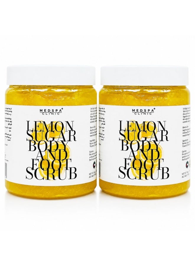 MEDSPACLINIC Lemon Sugar Body & Foot Scrub 2-Pack – Exfoliating Sugar Scrub with Vitamin E – Smooths Rough Skin, Softens Feet & Heels – Refreshing Citrus Scent – All Skin Types – 1kg Each - Image 1