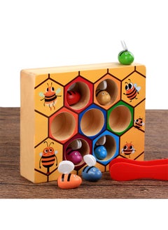 YIJIA HOME GOODS Early Education Wooden Insect Catching Game Beehive Toy Boys And Girls Color Cognition  - Image 1