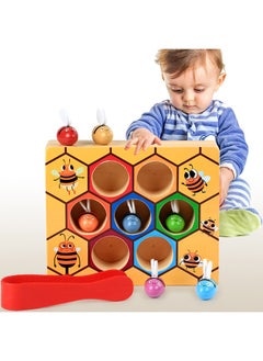 YIJIA HOME GOODS Early Education Wooden Insect Catching Game Beehive Toy Boys And Girls Color Cognition  - Image 4
