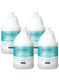 Ginger Lily Farms Club & Fitness Moisturizing Conditioner for Dry Hair, 100% Vegan & Cruelty-Free, Ocean Breeze Scent, 1 Gallon Refill (Pack of 4)