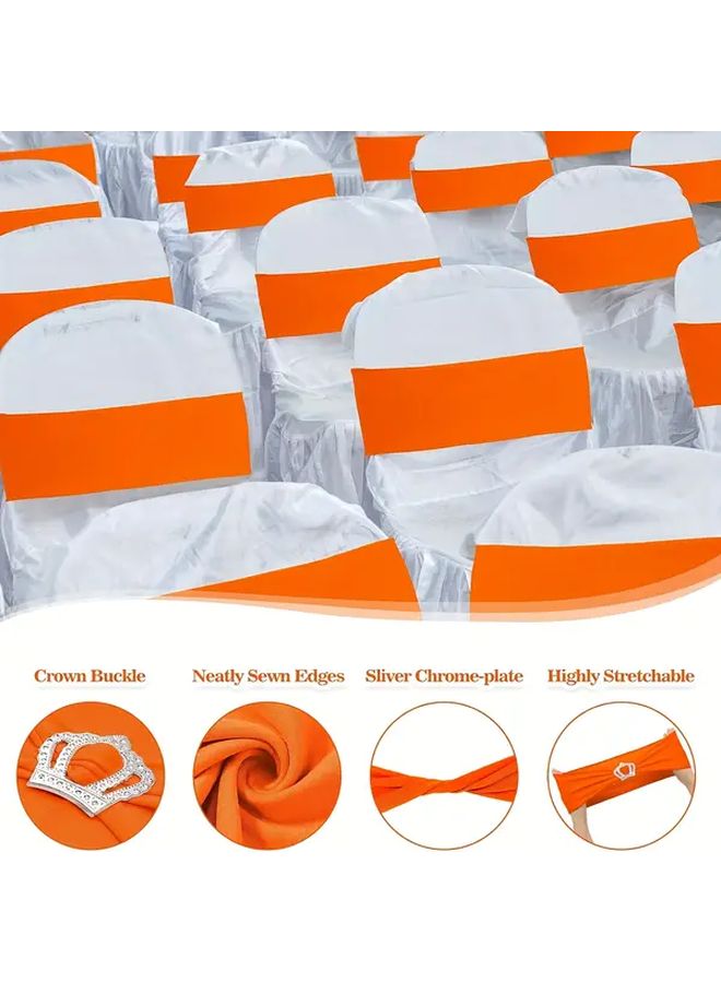 Burnt Orange Chair Sashes 50 Pack Spandex Halloween Chair Bands For Party Banquet Theme Event Decorations Model C - Image 3