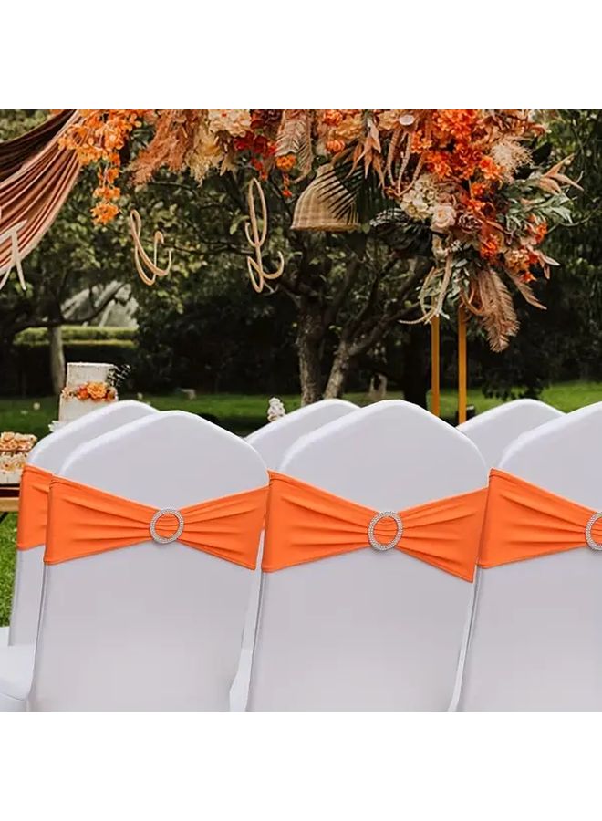 Burnt Orange Chair Sashes 50 Pack Spandex Halloween Chair Bands For Party Banquet Theme Event Decorations Model C - Image 4