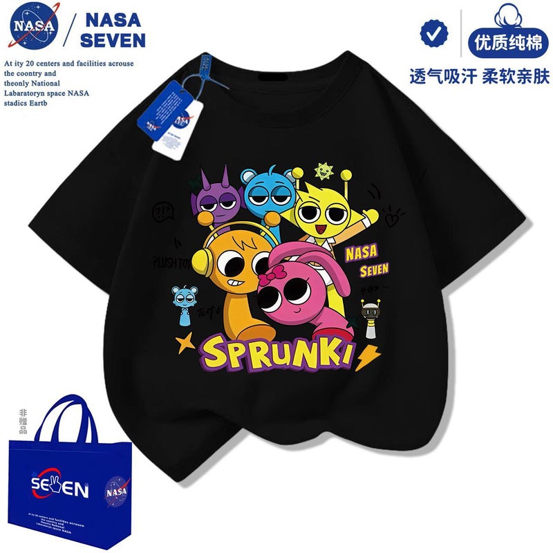 Nasa Rhythm Box Kidsren'S Pure Cotton T-Shirt Fashionable Summer Sprunki Music Box Short-Sleeved Tops For Boys And Girls - Image 3