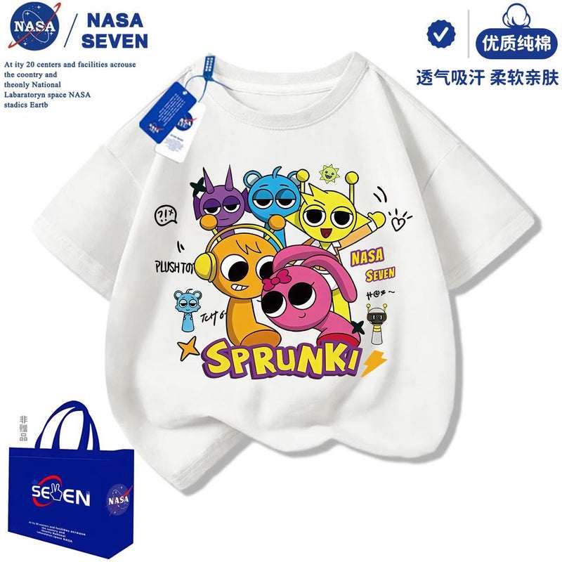 Nasa Rhythm Box Kidsren'S Pure Cotton T-Shirt Fashionable Summer Sprunki Music Box Short-Sleeved Tops For Boys And Girls - Image 2