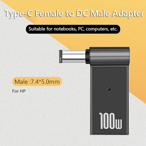 Tobo 100W PD USB Female Type-C to Male DC Power Supply Converter Charging Adapter Plug Notebook and Laptop Tip Connector Compatibility of Laptop Charger pin hp19.5V 3.34A,19.5V 4.62A,etc TD-1264CC - Image 3