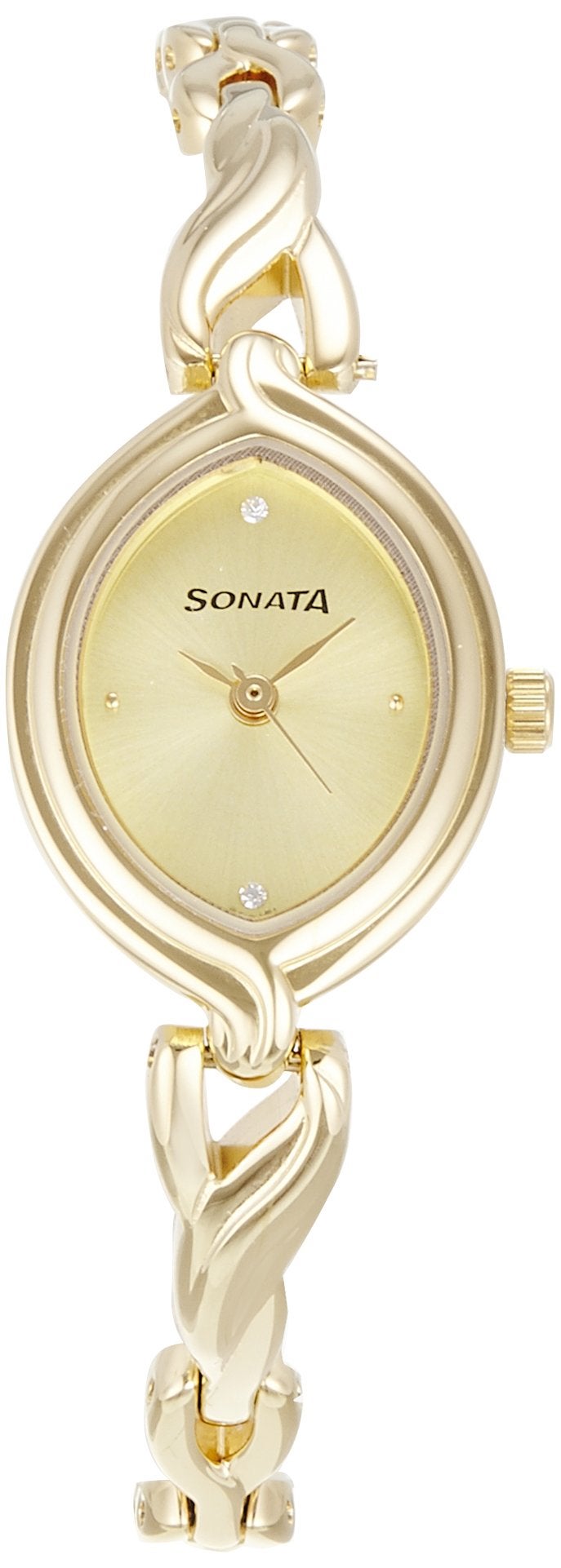 Sonata Quartz Analog Champagne Dial Gold Metal Strap Watch for Women - NT8109YM02 - Image 4