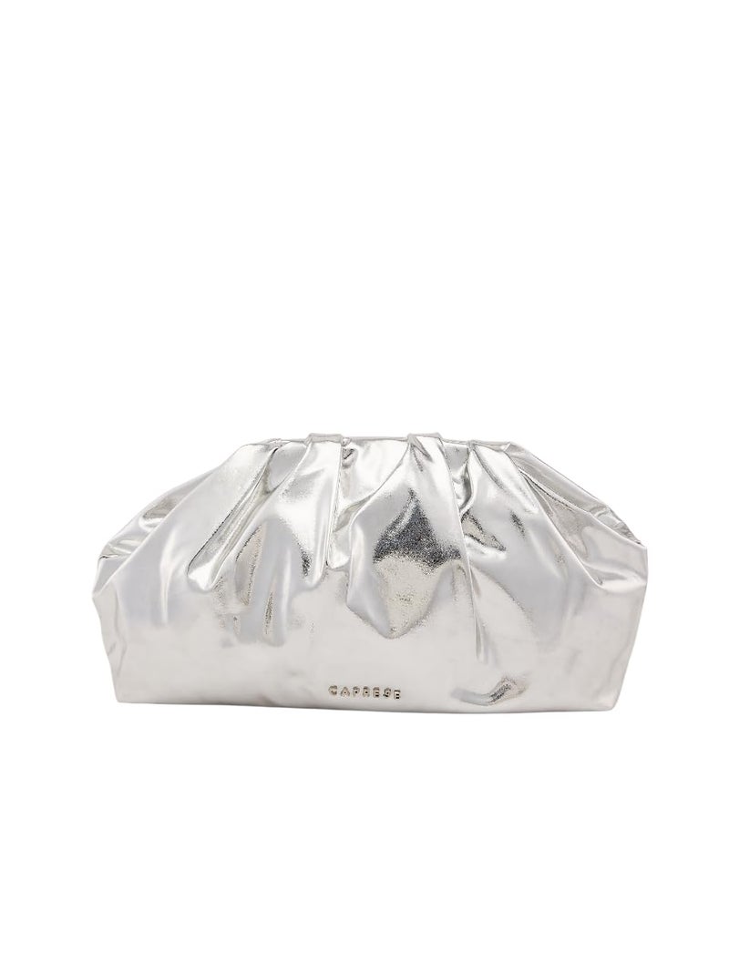 Caprese Roxene Clutch Small Metallic Gunmetal Bag for Women|Stylish, Versatile Clutch with Adjustable & Detachable Strap, Perfect for Parties, Weddings, and Special Occasions - Image 1