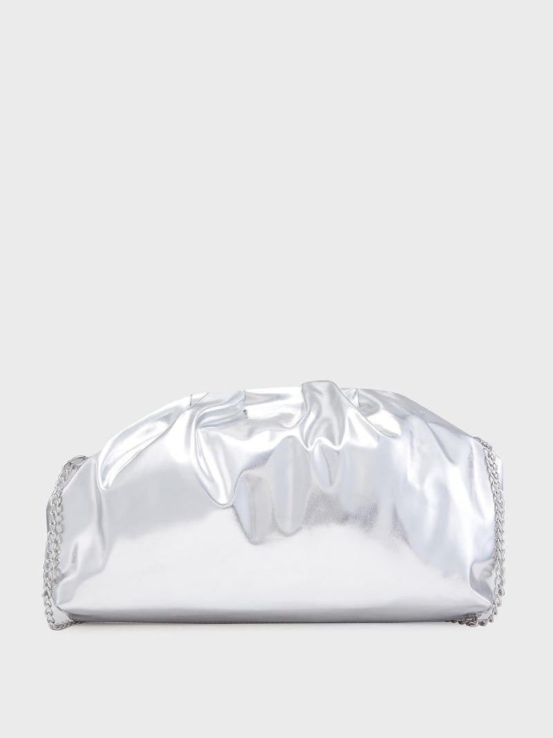 Caprese Roxene Clutch Small Metallic Gunmetal Bag for Women|Stylish, Versatile Clutch with Adjustable & Detachable Strap, Perfect for Parties, Weddings, and Special Occasions - Image 2