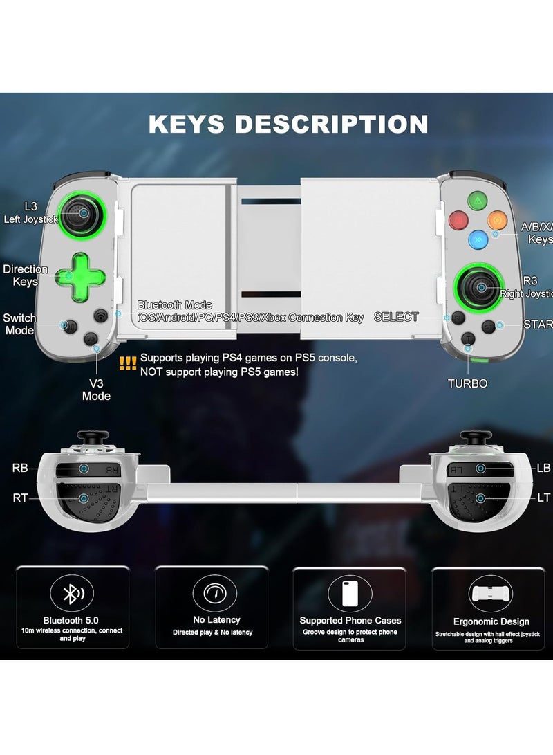 Wireless Gaming Controller for iPhone, Android with Phone CASE Support  Green Light, Bluetooth Gamepad for iPhone/iPad/Samsung/Tablet/Switch/PS4/PC, Call of Duty Mobile, Genshin Impact, Diablo - Image 5