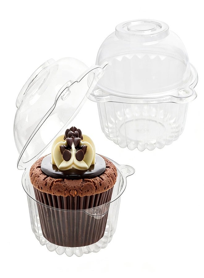 Slomg 100 Pack Plastic Cupcake Containers with Dome Lids, Disposable Individual Clear Cupcake Boxes Holders Carrier, Single to Go Cake Packaging Muffin Containers for Dessert Donut Salad Wedding Party - Image 1