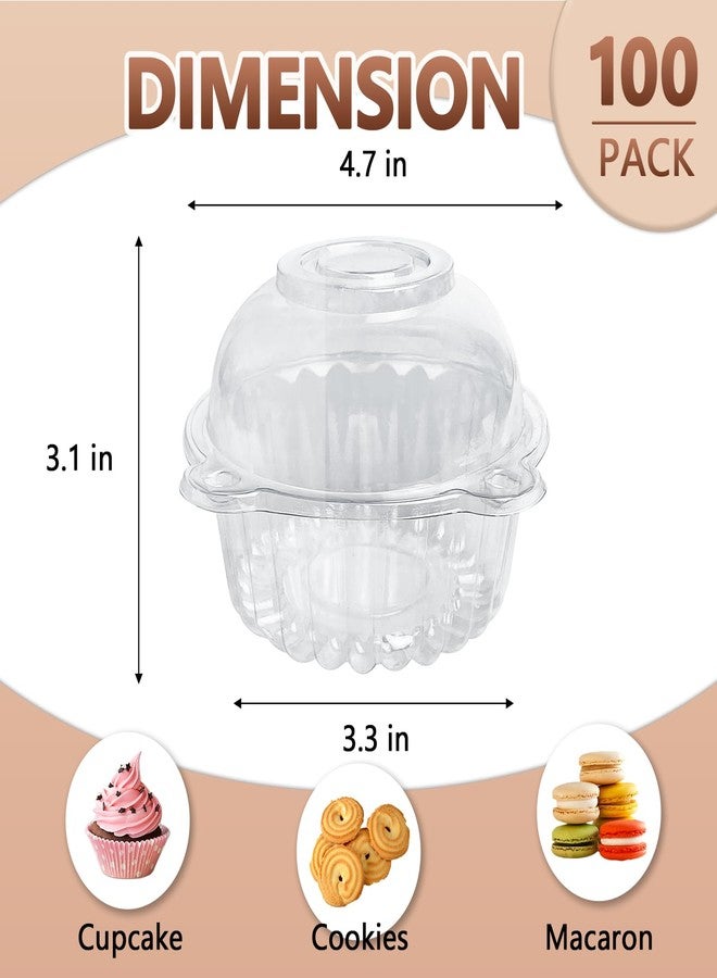 Slomg 100 Pack Plastic Cupcake Containers with Dome Lids, Disposable Individual Clear Cupcake Boxes Holders Carrier, Single to Go Cake Packaging Muffin Containers for Dessert Donut Salad Wedding Party - Image 2