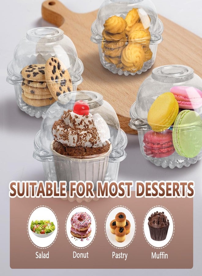 Slomg 100 Pack Plastic Cupcake Containers with Dome Lids, Disposable Individual Clear Cupcake Boxes Holders Carrier, Single to Go Cake Packaging Muffin Containers for Dessert Donut Salad Wedding Party - Image 5