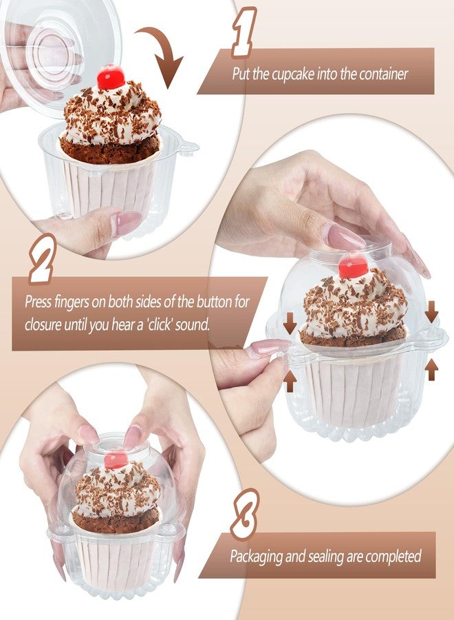 Slomg 100 Pack Plastic Cupcake Containers with Dome Lids, Disposable Individual Clear Cupcake Boxes Holders Carrier, Single to Go Cake Packaging Muffin Containers for Dessert Donut Salad Wedding Party - Image 4