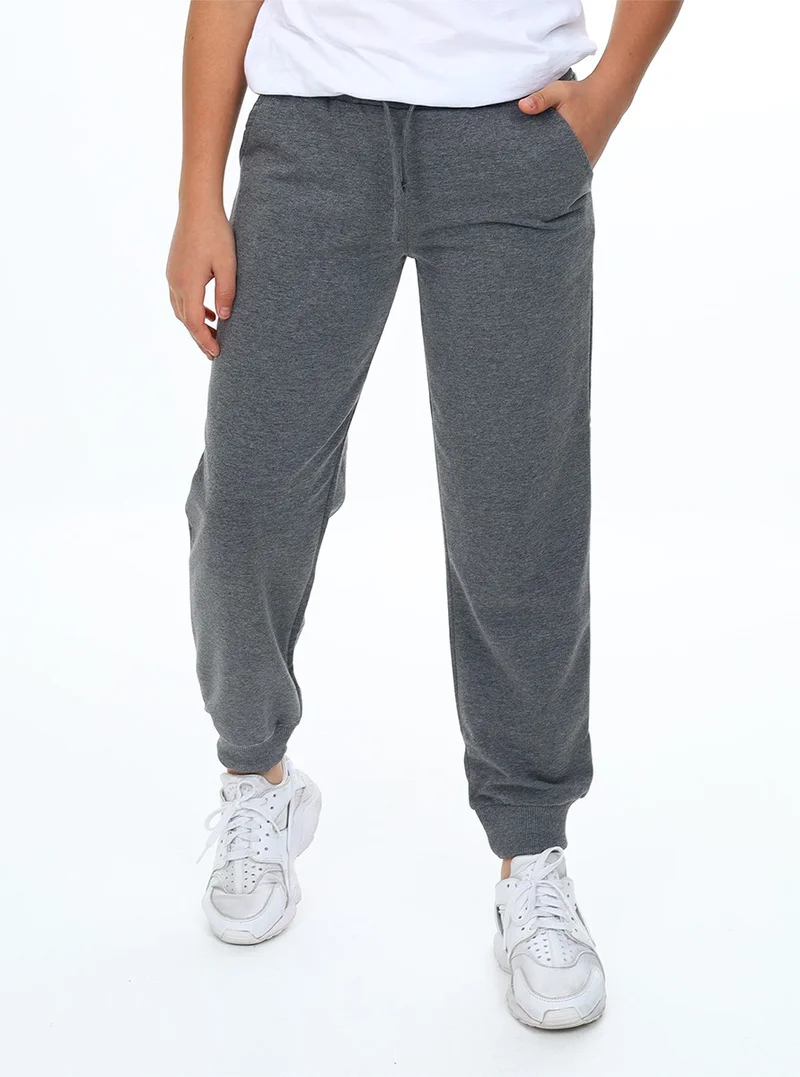 Denokids Unisex Girl Boy Anthracite Basic Sweatpants