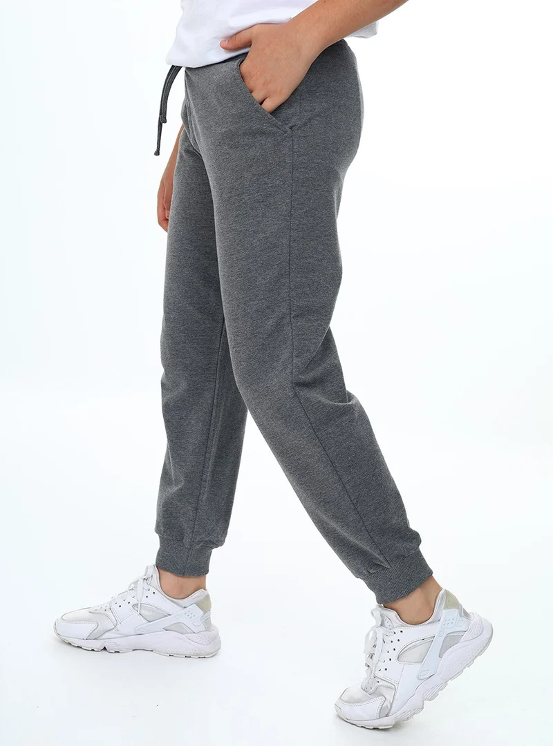 Denokids Unisex Girl Boy Anthracite Basic Sweatpants