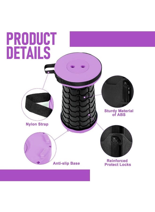 Biella Multicolour Portable Telescopic Folding Stool - Camping Stools With Sturdy Seat - Collapsible Stool Retractable For Outdoor Camping, Fishing, Hiking, Travel, Gardening Etc - Image 4