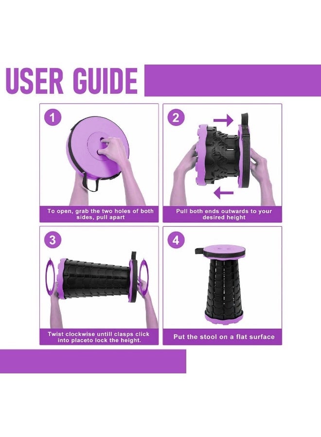 Biella Multicolour Portable Telescopic Folding Stool - Camping Stools With Sturdy Seat - Collapsible Stool Retractable For Outdoor Camping, Fishing, Hiking, Travel, Gardening Etc - Image 5