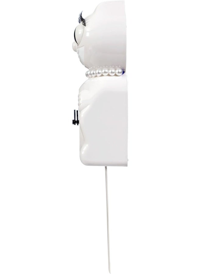 Kit Cat Klock KitCat Klock Limited Edition White Lady with Pearl Necklace  Eyelashes  Cat Clock with Moving Eyes and Tail Wall Clock Made in USA - Image 4