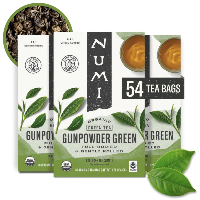 Numi Organic Gunpowder Green Tea  54 Green Tea Bags  Bold Smooth Flavor Packed with Antioxidants Naturally Energizing MicroplasticFree Tea Bags - Image 3
