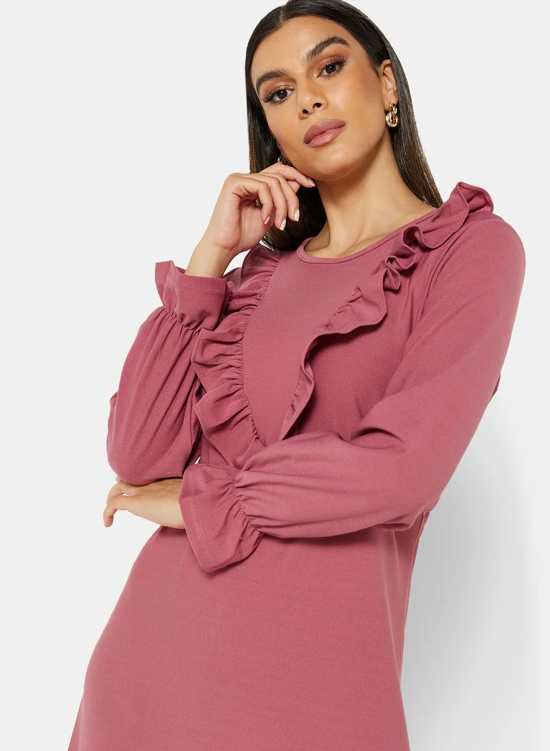 Modanisa Tofisa Ruffled Front Dress