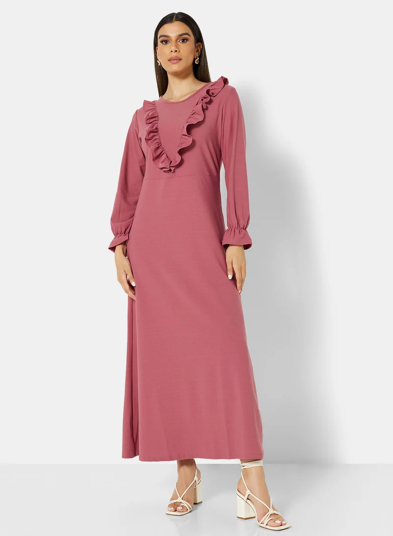 Modanisa Tofisa Ruffled Front Dress