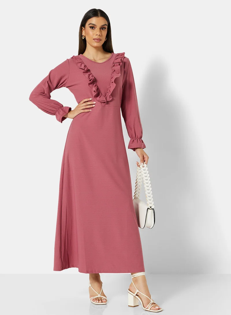 Modanisa Tofisa Ruffled Front Dress