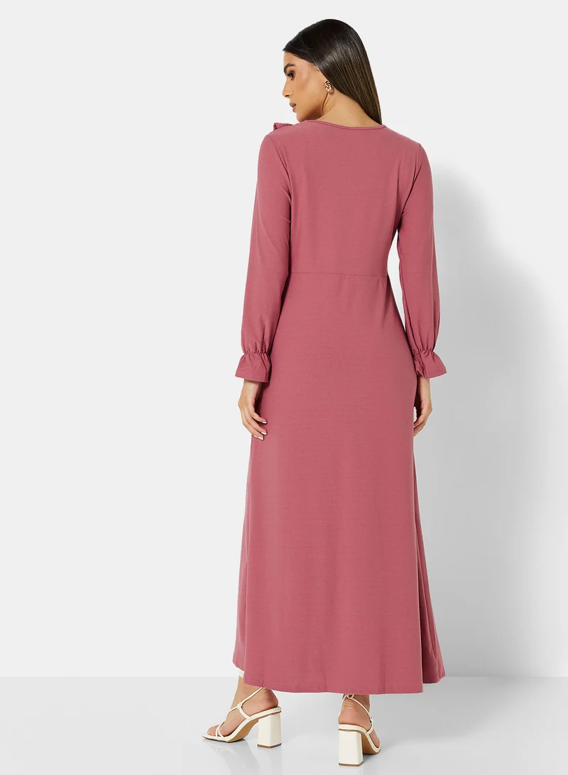 Modanisa Tofisa Ruffled Front Dress