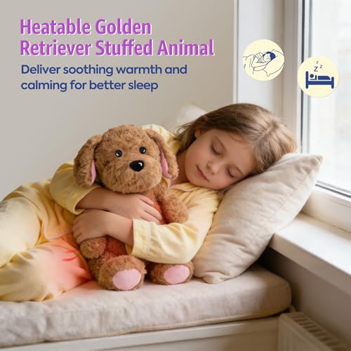 Ditucu Original Golden Retriever Microwavable Weighted Stuffed Animal Heated Dog Plush for Warmth Comfort Period Cramps Pain Plushies Toys Gifts for Kids Adults Dark Brown 9 inch - Image 5