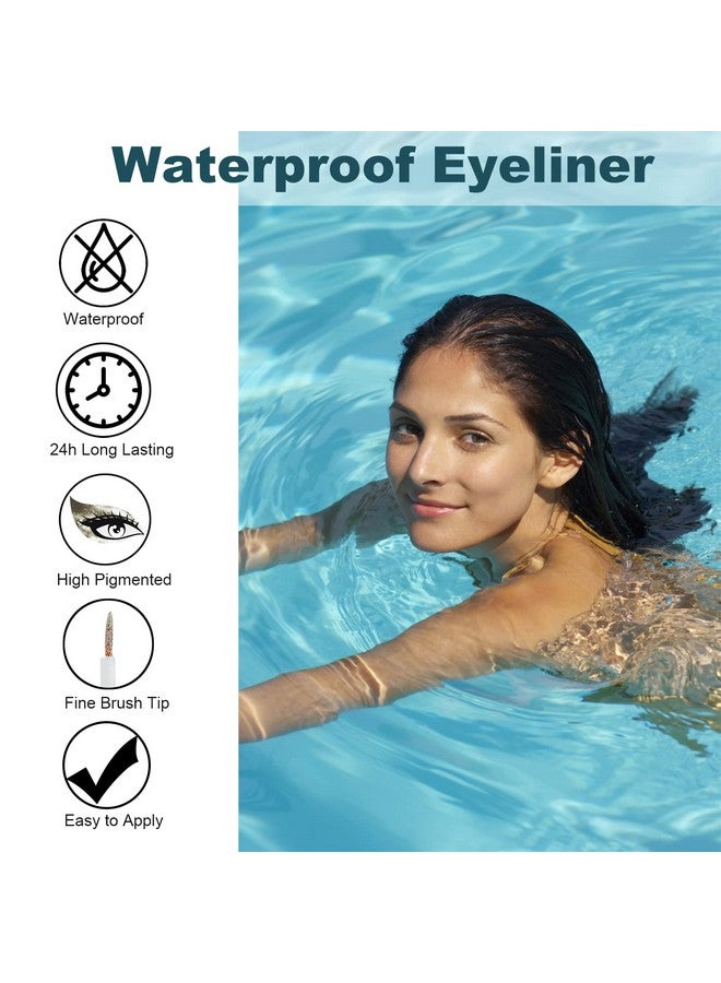 روزاردن كحل سائل لامع من روزاردن - كحل فضي لامع - يدوم طويلاً، مقاوم للماء، سريع الجفاف، لامع، لامع معدني - كحل لامع بطرف رفيع للغاية لمكياج عيون متعدد الأبعاد - Image 3