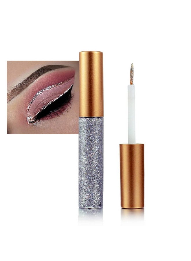 روزاردن كحل سائل لامع من روزاردن - كحل فضي لامع - يدوم طويلاً، مقاوم للماء، سريع الجفاف، لامع، لامع معدني - كحل لامع بطرف رفيع للغاية لمكياج عيون متعدد الأبعاد - Image 1