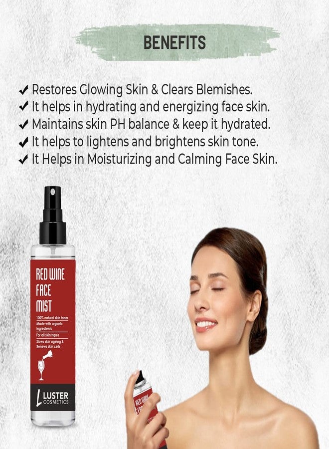 Luster Cosmetics Combo Pack | Red Wine Facial Kit 120ml & Red Wine Face Mist Skin Toner 115ml | For Glowing Skin & Deep Cleansing | For Women & Men | Paraben & Sulfate Free - Image 5